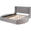 Lit plateforme tapissier grand en velours gris avec tête de lit à oreilles, 1 grand tiroir de rangement et 2 têtes de lit en velours, unités ovales-121104836