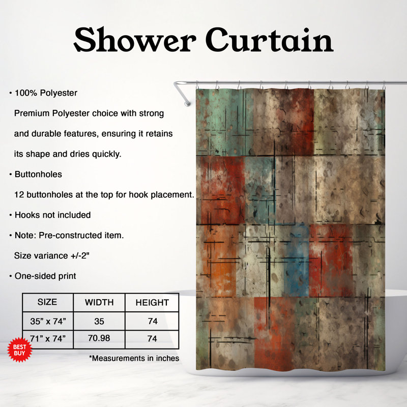 Rideau de douche Retro Rainbow Premium, L 71 po x L 74 po