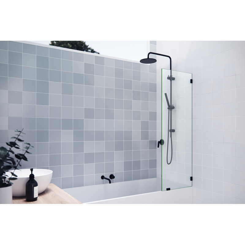Vela 20 in. x 58.25 in. Frameless Single Fixed Bath Panel, Matte Black