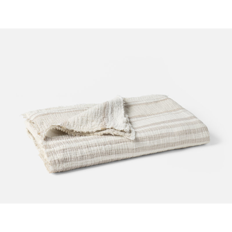 Topanga Organic Matelasse Woven Throw, Terra Stripe