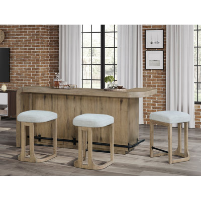 Ensemble de bar à hauteur de comptoir 4 pièces Zina - Îlot de cuisine avec 3 tabourets rembourrés