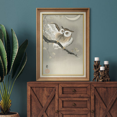 Œuvre japonaise au clair de lune, images d'oiseaux traditionnels, impression sur toile encadrée