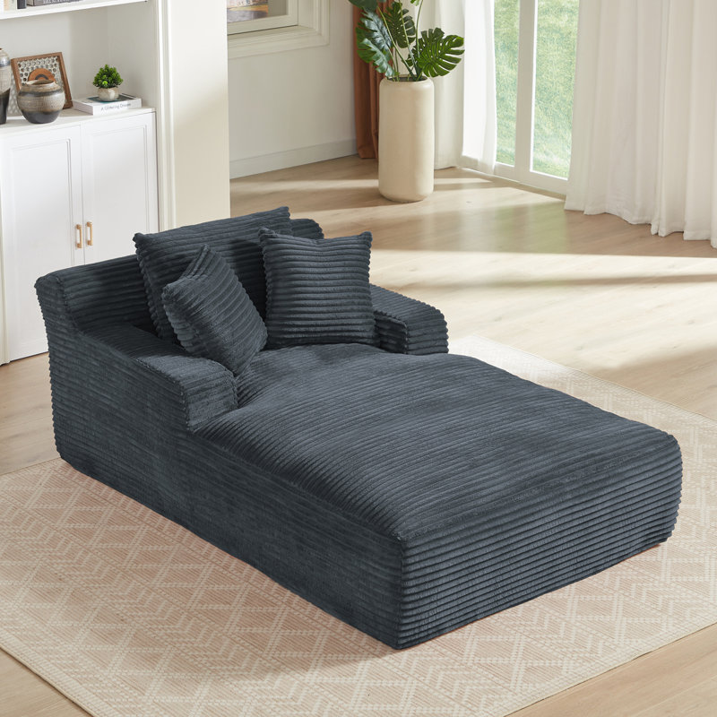 Méridienne surdimensionnée rembourrée Corduroy, Gris foncé
