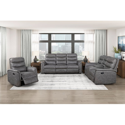 Ensemble de canapé inclinable 3 pièces gris