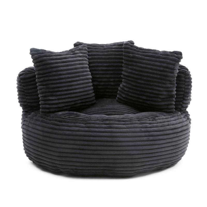 45'' Extra Large High Back Bean Bag Sofa, Black Corduroy