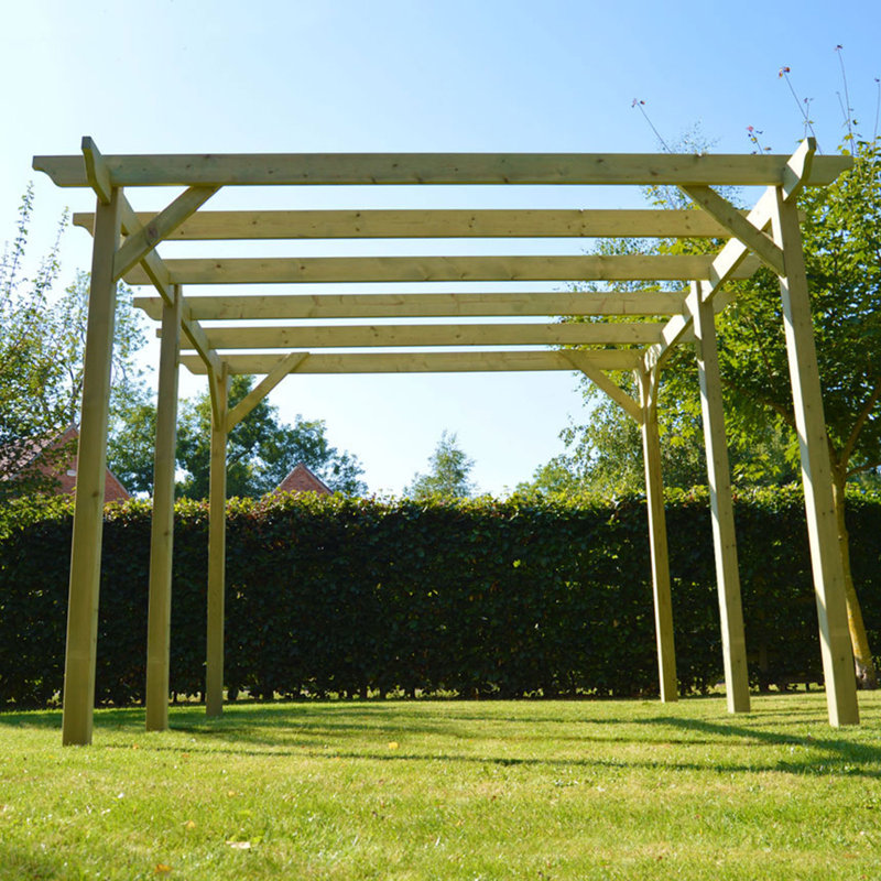 Mical Wood Pergola, Light Green, 19.69 ft. x 9.84 ft.