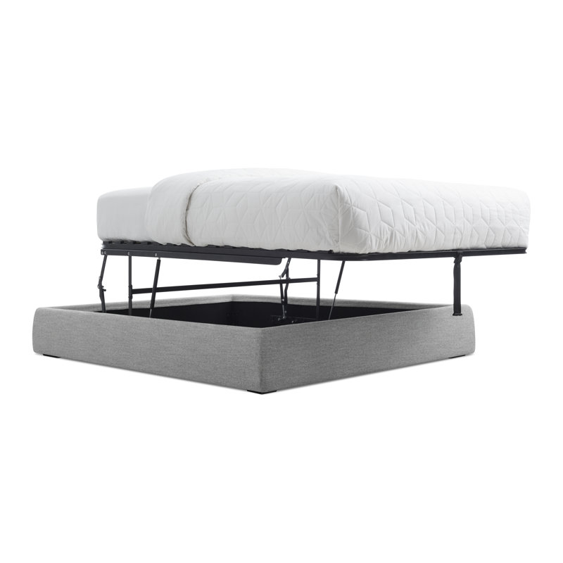 Lid Upholstered Storage Bed, Full, Thurmond Light Gray, Lift Up Storage