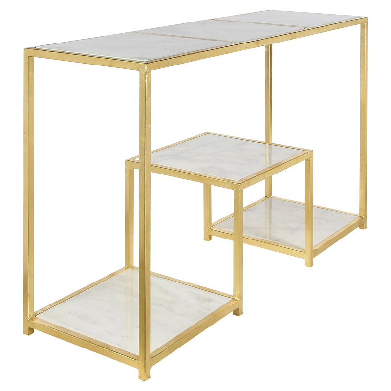 Console San Francisco, Marbre de Carrare / feuille d'or, H 36 po x l 58 po x P 20 po