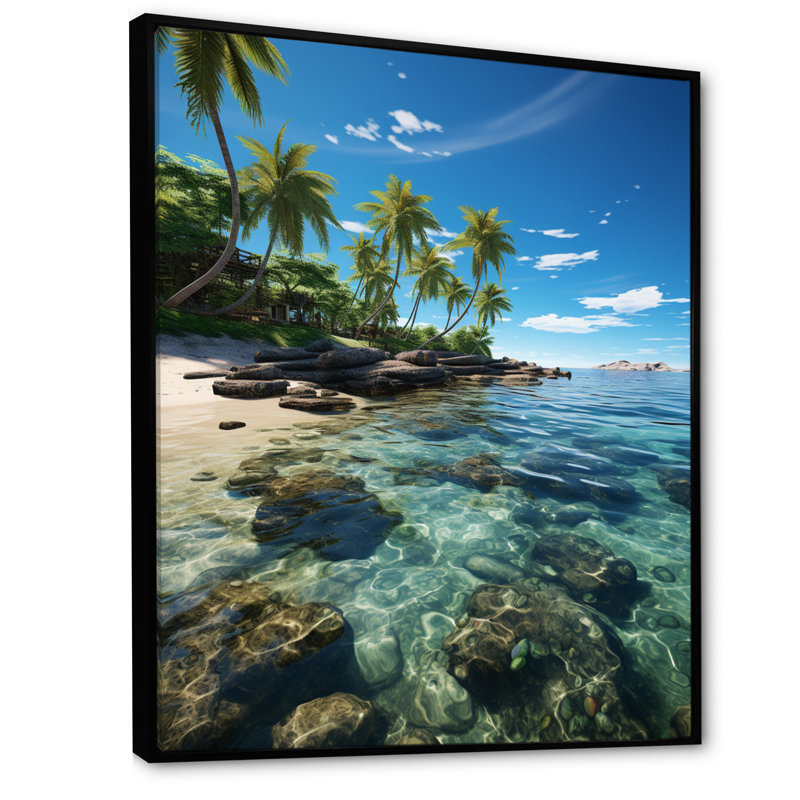 «Dominicain Island Retreat», reproduction sur toile, H 32 po x l 16 po x P 1 po, Cadre flottant noir