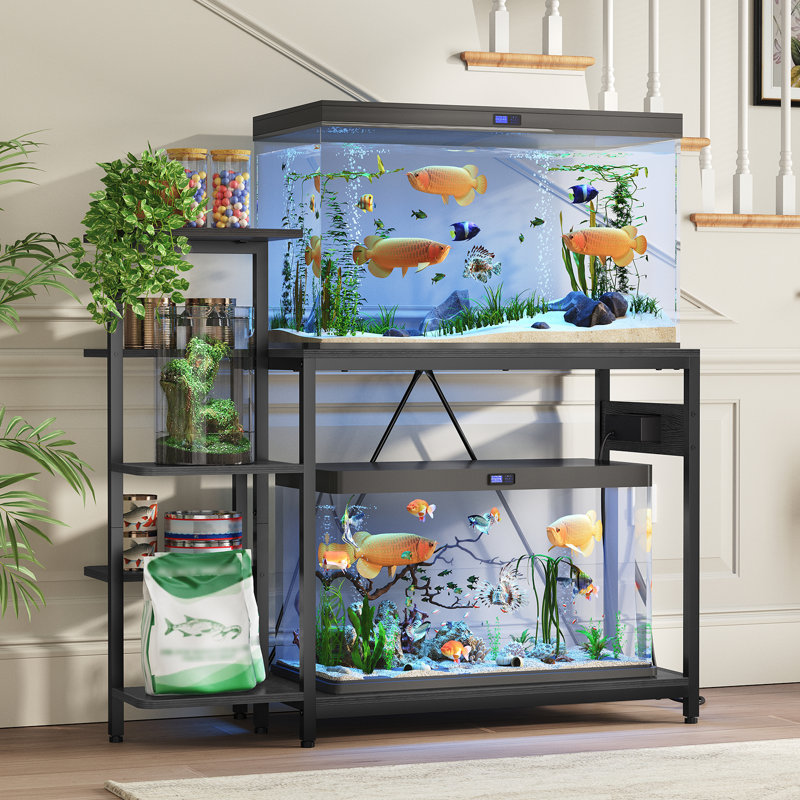 Support d'aquarium de 20 à 29 gallons avec prises de courant, support pour aquarium avec étagère de rangement à 5 niveaux 