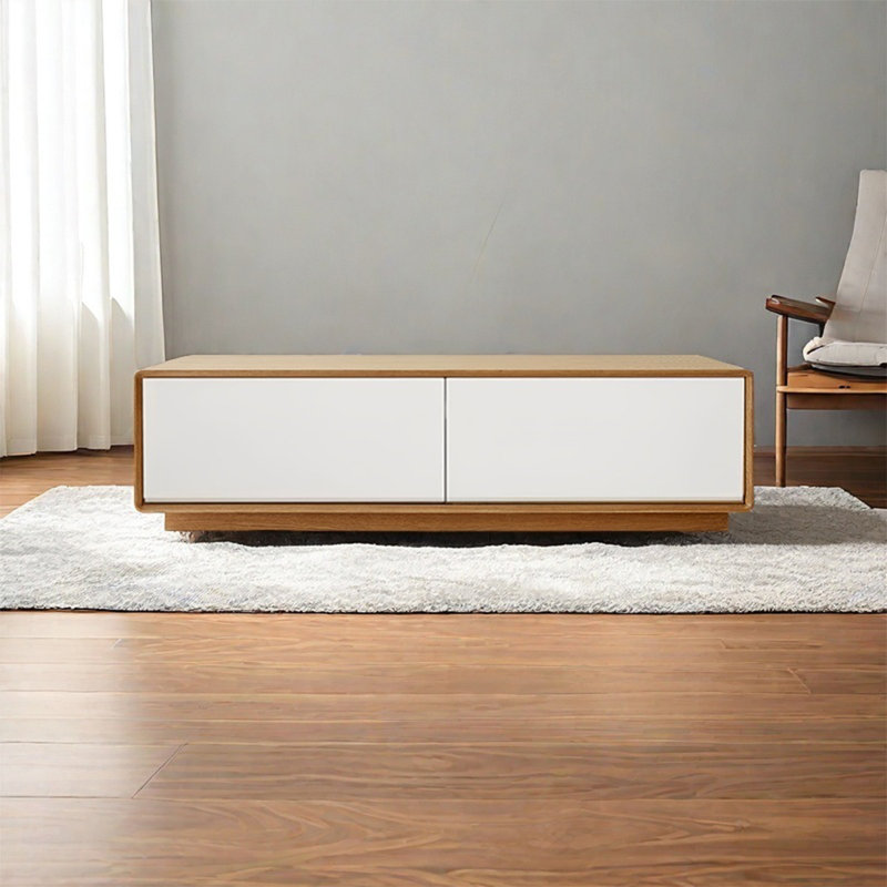 Table de salon moderne et simple rectangulaire, Burlywood, H 13,8 po x L 51,2 po x l 27,6 po, Blanc
