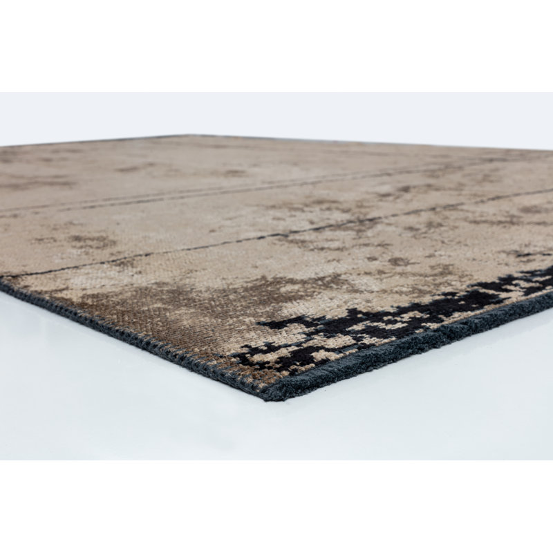 Black/Tan Abstract Luxury Area Rug, Rectangle 7'10" x 9'10"