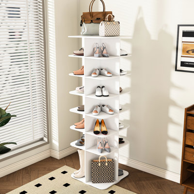 Porte-chaussures rotatif 360, 7 étagères pour la maison, rangement rotatif blanc, tour moderne,