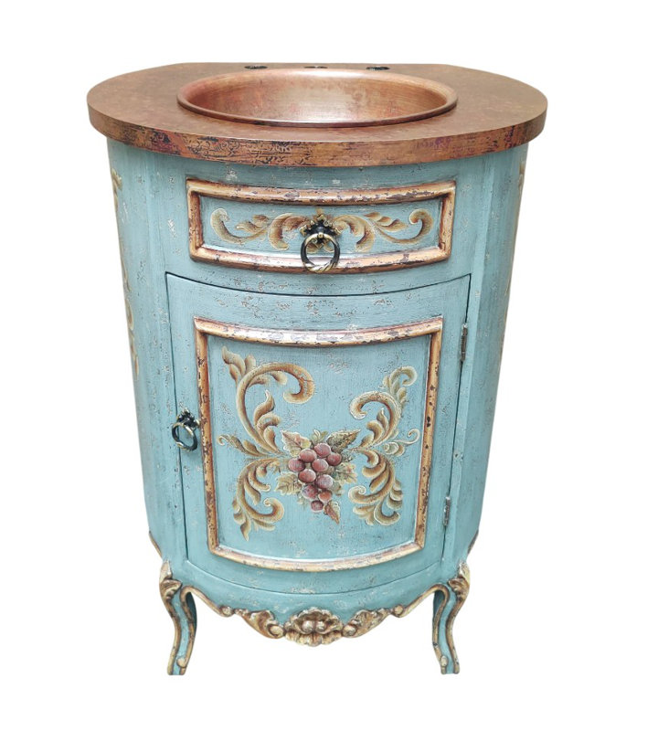 Meuble-lavabo en cuivre Lima au fini Serena, Turquoise
