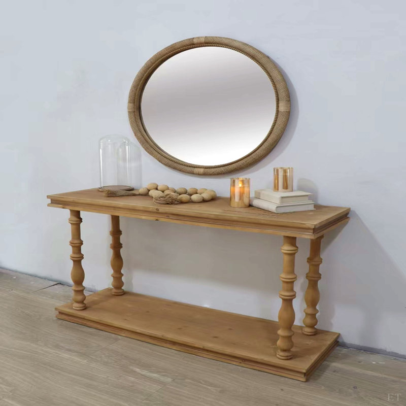 Miroir rond en rotin 31,9 po