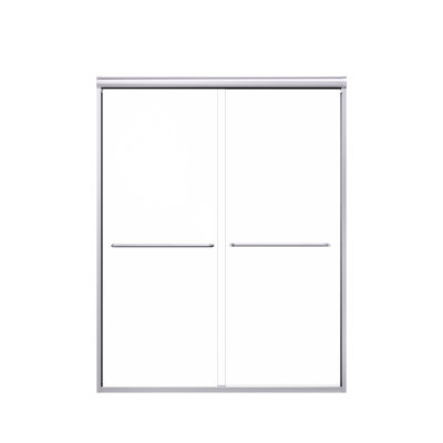 56"-60"W*72" H Semi-Frameless Double Sliding Shower Door, Bypass Shower Door, 1/4" (6Mm) Thick SGCC Tempered Glass Door, Chrome
