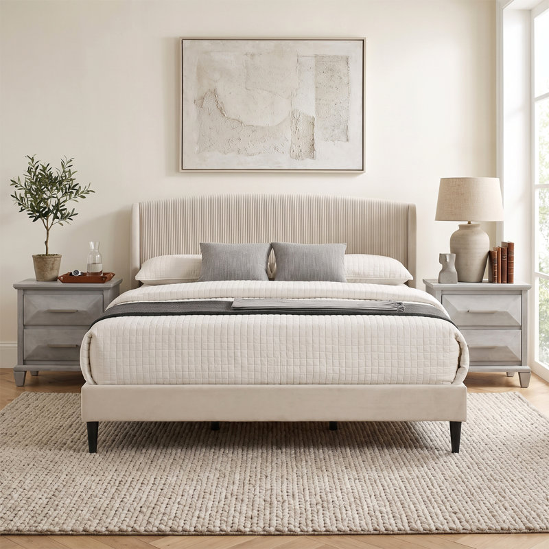 Jolande Contemporary 3 Pieces Bedroom Set, 3 Pcs: Bed, 2 Nightstands, King
