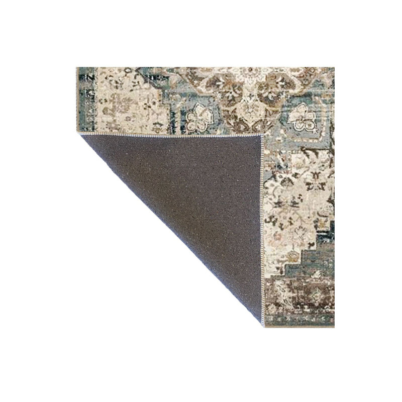 Tapis décoratif bleu traditionnel lavable à la machine, Tapis de couloir 2 pi 6 po x 6 pi 7 po inclus
