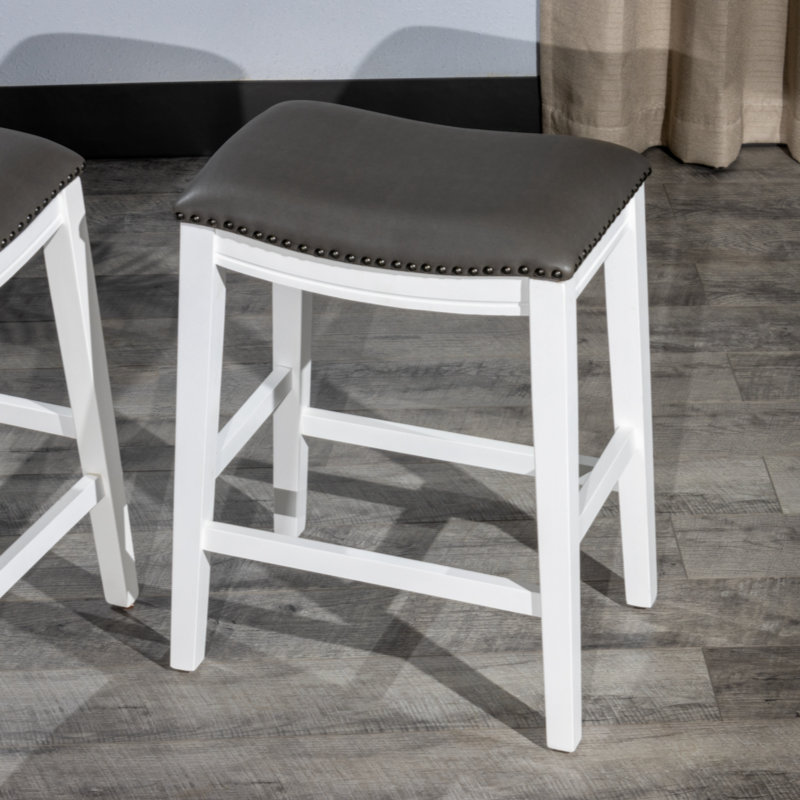Raimundo Upholstered Counter Stool, Counter Stool (25" Seat Height), White