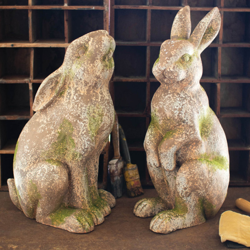 The Holiday Aisle® Modern Faux Concrete Rabbit With Head Forward In Multicolor