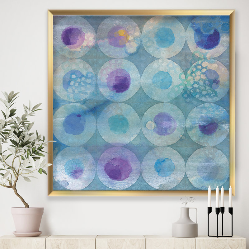 « aquarelle géométriqueal circles ii », reproduction d’image sur toile, H 16 po x l 16 po x P 1 po, Cadre doré