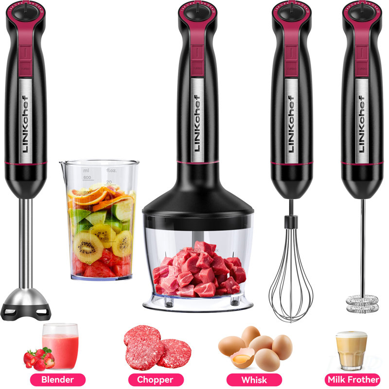 LINKChef 1000W 20-Speed 5-in-1 Immersion Hand Blender with Turbo Mode, Scratch-Resistant for Versatile Kitchen Tasks
