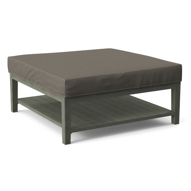 Hammond Square Ottoman, Antique Black Finish, Gray Sugar Performance; 0863-84