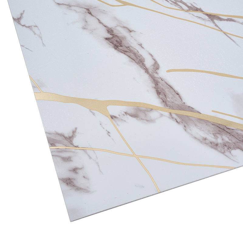 10Pcs Self-Adhesive Marble Pattern Wall Tile Stickers, White/Grey/Gold, 40cm L x 40cm W