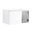 Meuble-lavabo de 36 po avec lavabo en céramique, 2 portes à fermeture douce, armoire blanche brillante, 1/2 porte en verre gris, meuble-lavabo en contreplaqué pour modernisation, demi-rénovation-130598182