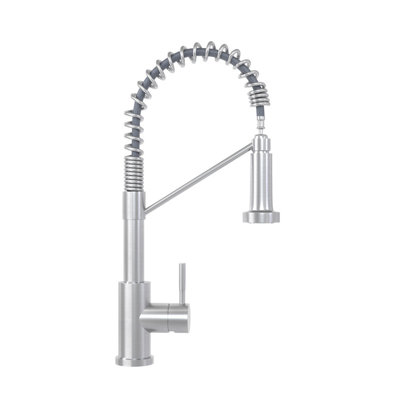CUPC Certified 19" Single Handle Kitchen Faucet, Brushed Nickel