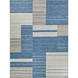 Exquisite Rugs Scandinavian Handmade Handloomed New Zealand Wool Blue/Ivory Area Rug