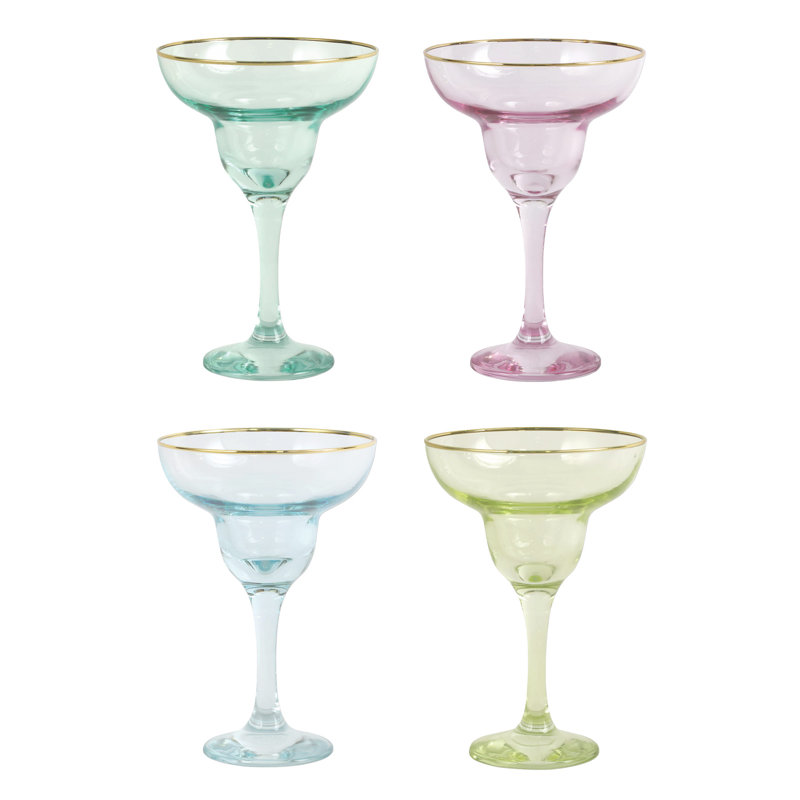 Rainbow 4 oz. Ensemble de 4 verres à margarita assortis
