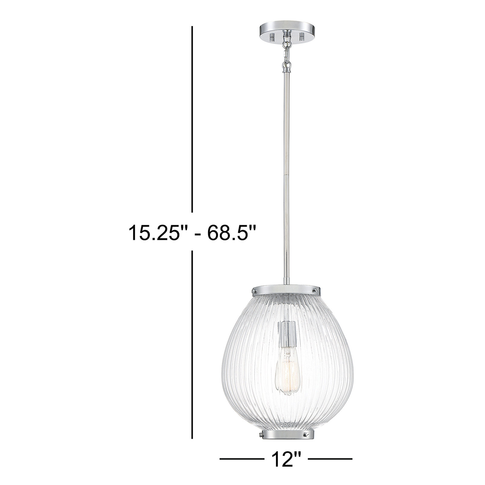 Single Light Glass Dimmable Pendant, Chrome