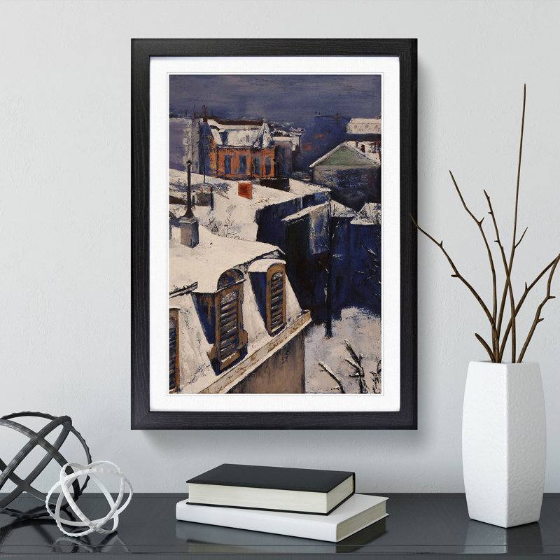 Rooftops in the Snow Vol.1 by Gustave Caillebotte - Picture Frame Painting, 36cm H x 27cm W x 2cm D, Black Framed