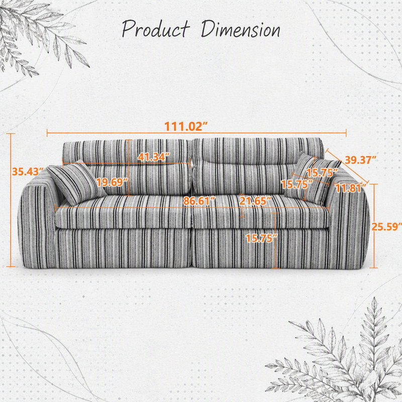 Space-Saving Woven Chenille Sofa with No-Assembly Compression