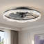 Ventilateur de plafond moderne en cristal noir avec lumière et télécommande, température de couleur réglable-304244327
