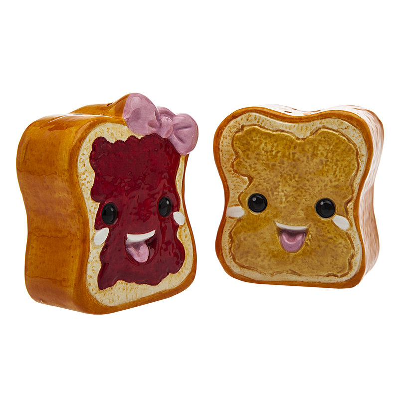 Peanut Butter and Jelly Ceramic Salt and Pepper Shaker Set