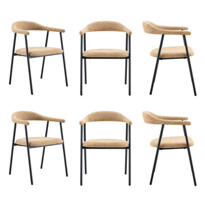 Ensemble 4 pièces de chaises de salle à manger en tissu kaki avec des pieds en métal élégants, conception ergonomique pour le confort et la durabilité (seulement chaise)
