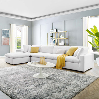 Canapé modulaire 4 places avec repose-pieds Modholic Haven, blanc