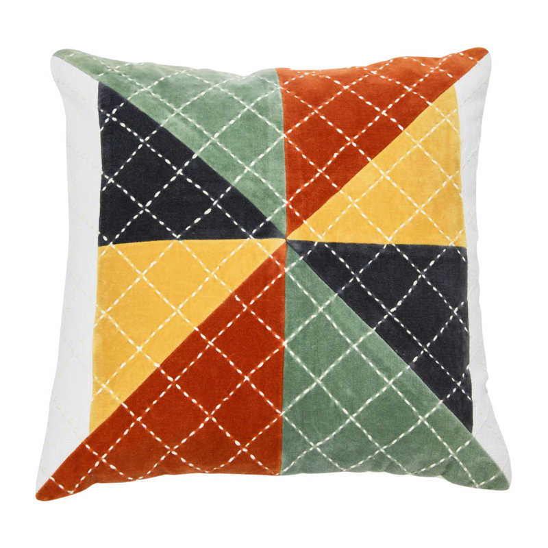 Embroidered Cotton Reversible Throw Pillow