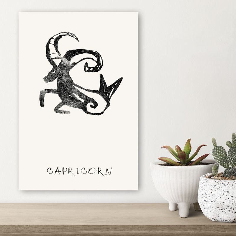 Capricorne, symbole du zodiaque abstrait, art animalier mystique minimaliste, H 18 po x l 12 po