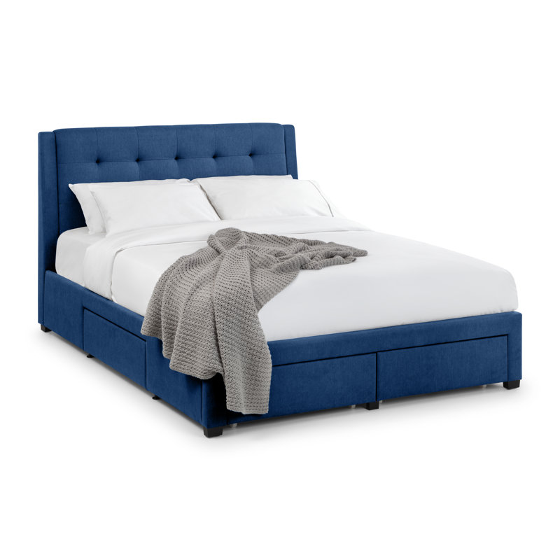 Canipe Upholstered Bed Frame with Mattress, Kingsize (5'), Blue, Capsule Essentials