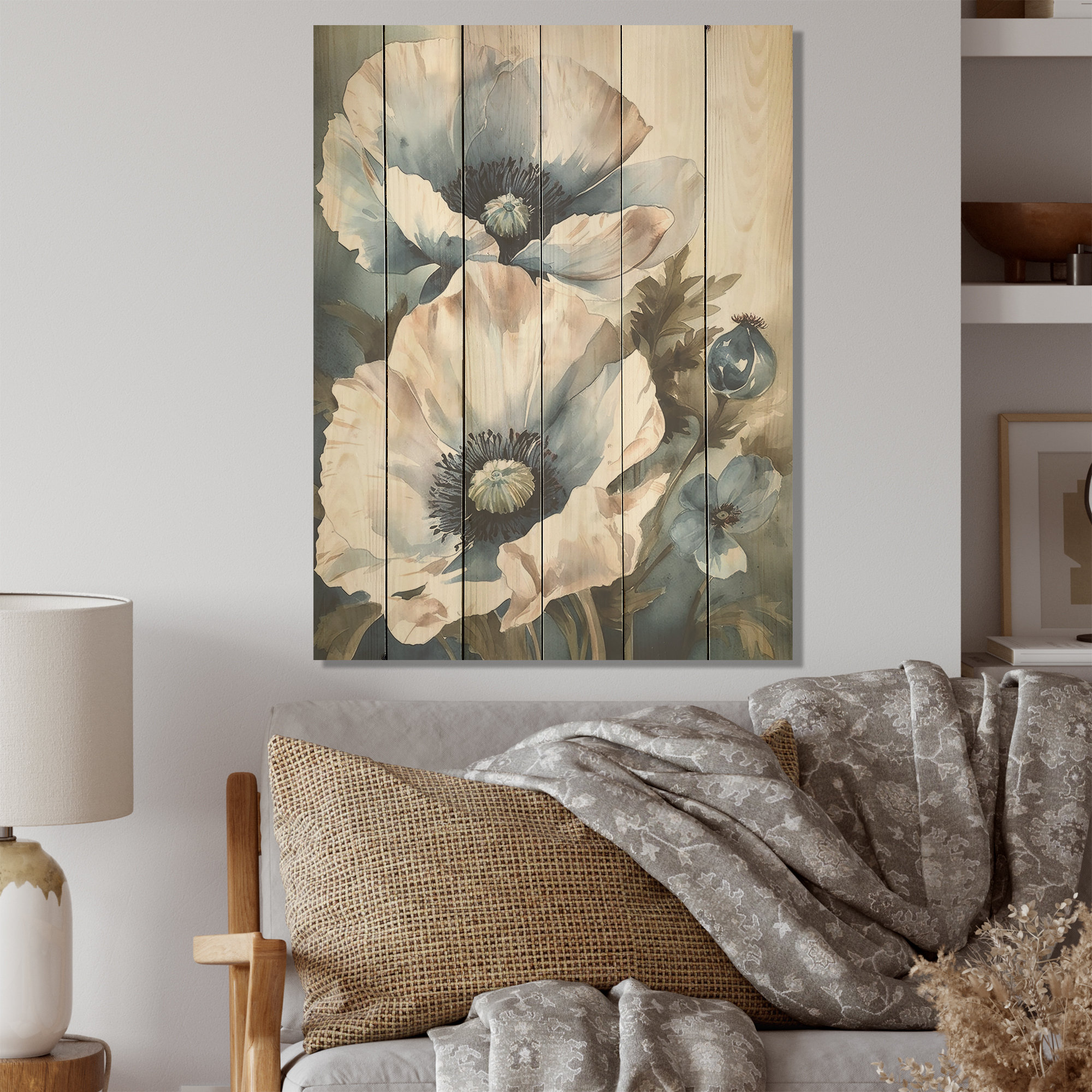 Lark Manor Pale Pink And White Poppies Poppies Wood Panel Wall Art On