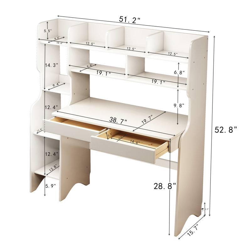 Gribble 51.2'' Kids Desk Writing Desk Children Study Learning Desk, White