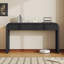 Console moderne avec 2 tiroirs de rangement, table d'entrée cannelée à silhouette arrondie pour le salon et l'entrée-286779559