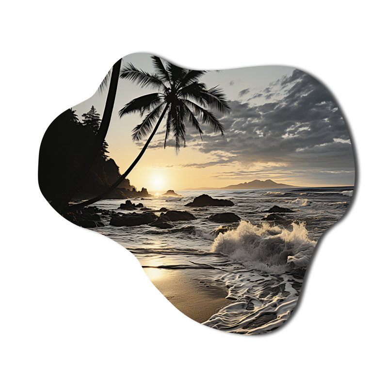 «Beach Photo Tropical Escape IV - Asymmetric Coastal Beach», reproduction d'art murale en métal, H 22 po x l 30 po