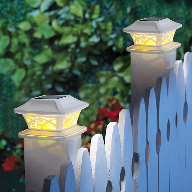 Solar Powered Integrated LED Fence Post Cap Light - 2 Pack