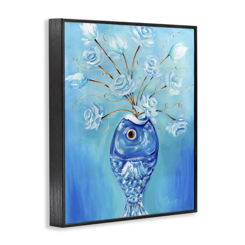 Art bouquet de poissons par Estelle Grengs bg-161, Giclée encadrée noir minuit, H 20 po x l 16 po
