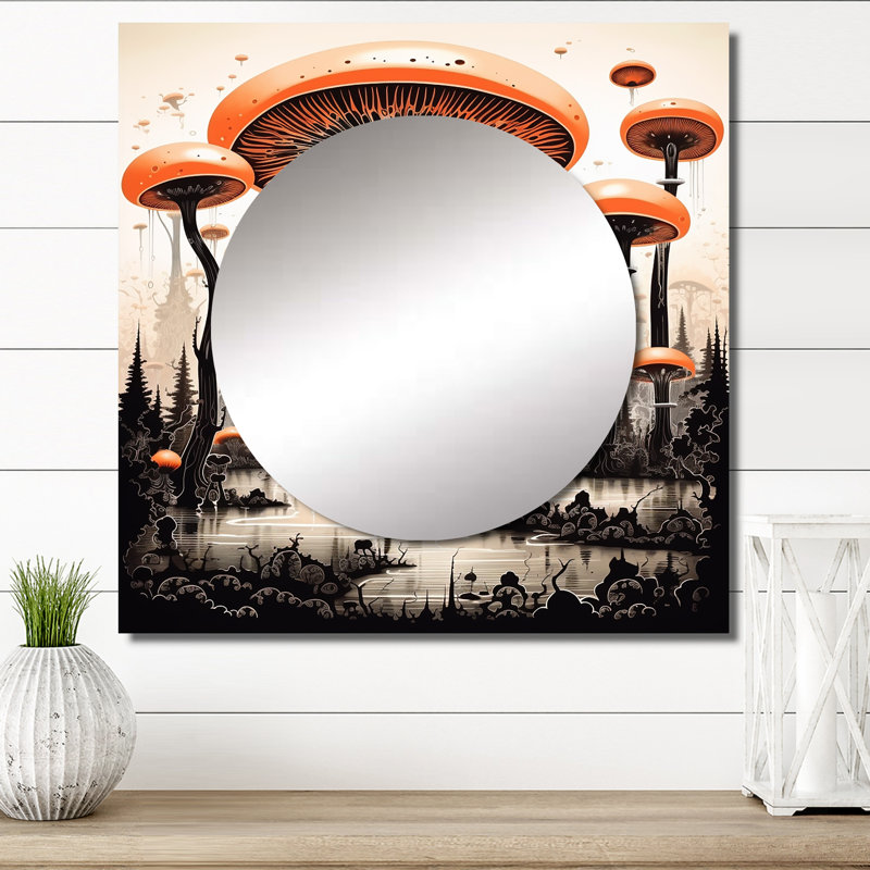 Delfim - Miroir de paysage abstrait carré pour décoration murale, 36 po x 36 po
