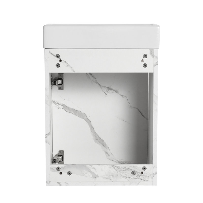 16'' Floating Wall-Mounted Bathroom Vanity with Ceramic Sink